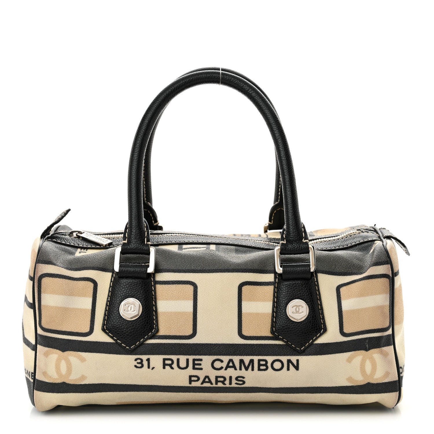 Chanel Coated Canvas Le Train Boston Bag Black 1 of 16