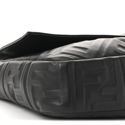 Fendi Nappa FF 1974 Embossed Large Baguette Black 9 of 10