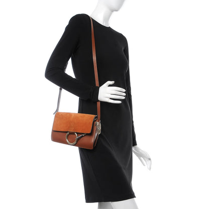 Chloe Suede Calfskin Small Faye Shoulder Bag Tobacco 2 of 14