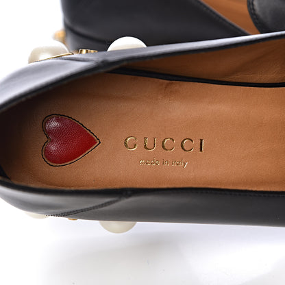Gucci Betis Glamour Calfskin Web Pearl Embellished Peyton 35mm Loafer Pumps 39 Black 5 of 11