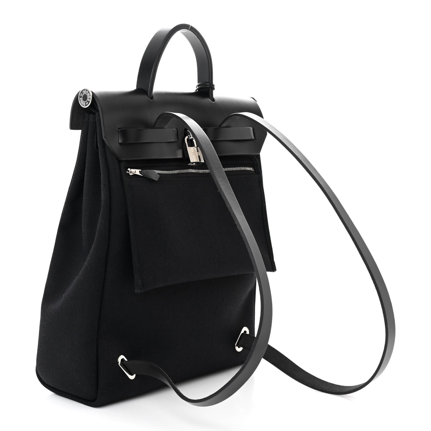 Hermes Military Toile Vache Hunter Herbag a Dos Zip Retourne Backpack Black 4 of 11