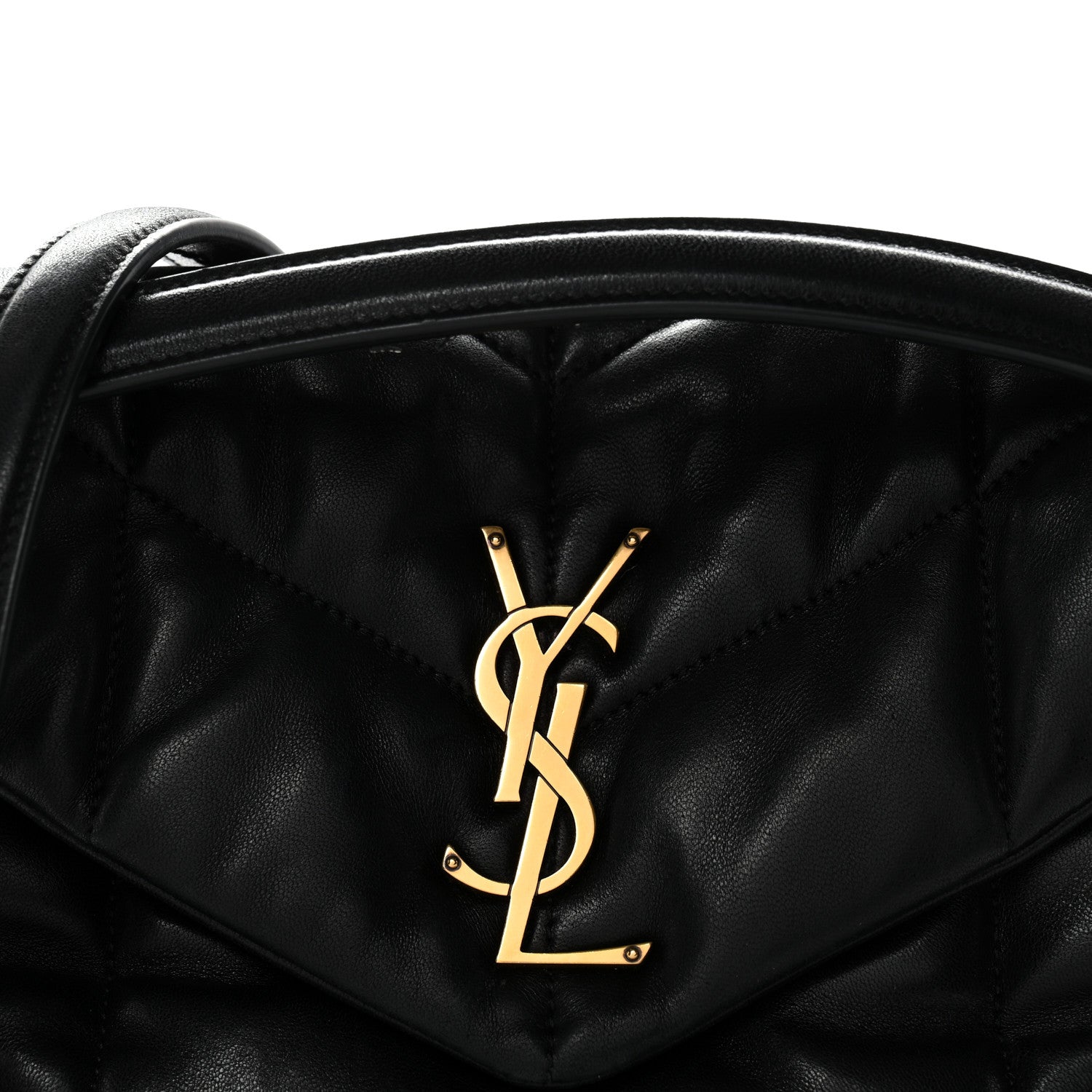 Saint Laurent Lambskin Quilted Small Loulou Puffer Monogram Chain Satchel Black 8 of 12