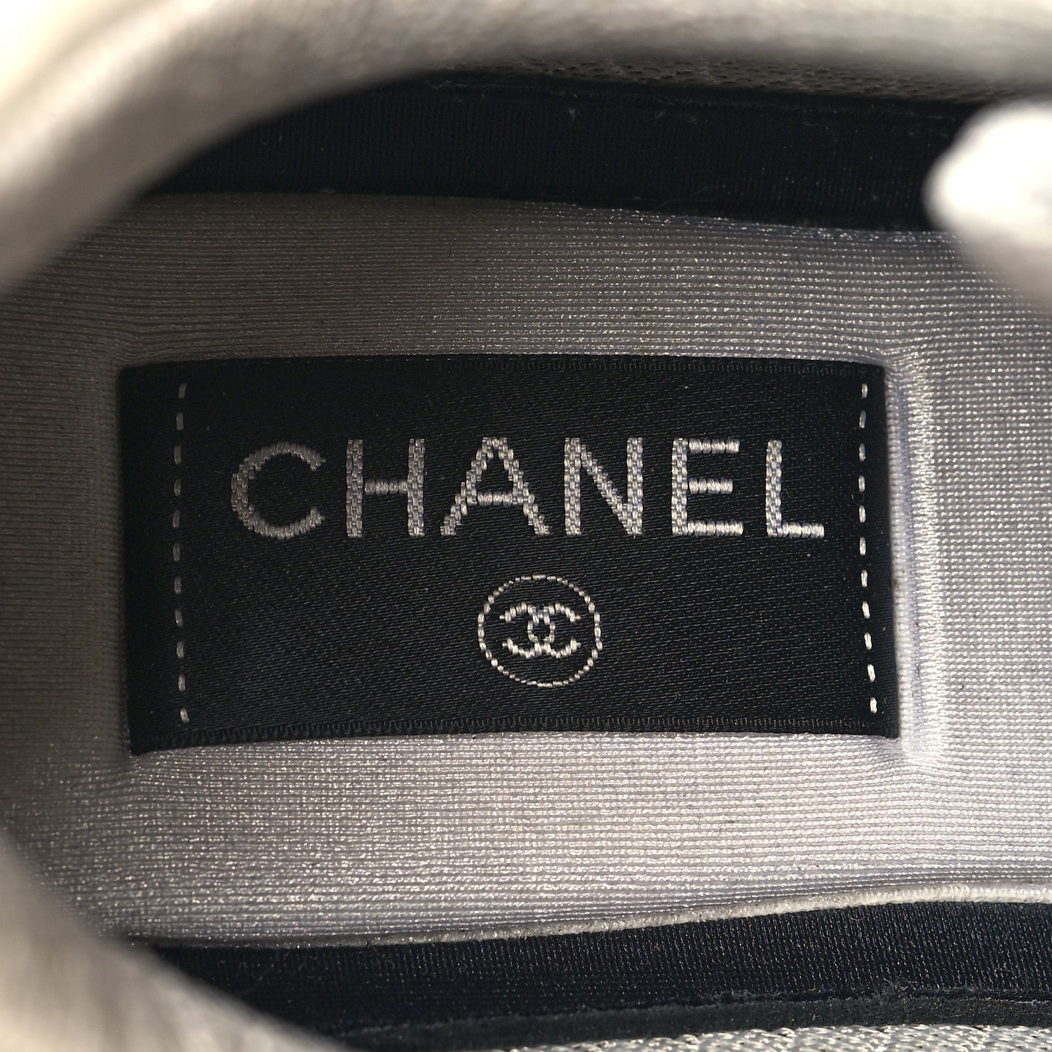 Chanel Mesh Suede Calfskin Grained Calfskin Womens CC Sneakers 38 Beige Grey Black 7 of 9
