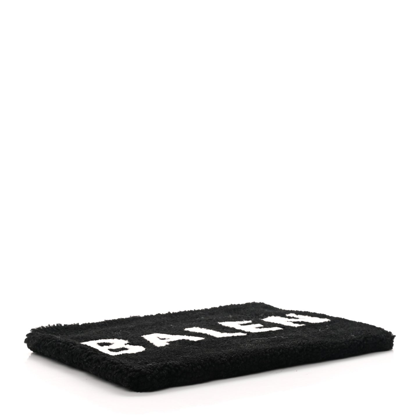 Sheepskin Shearling Contrasted Logo Large Zip Pouch Black