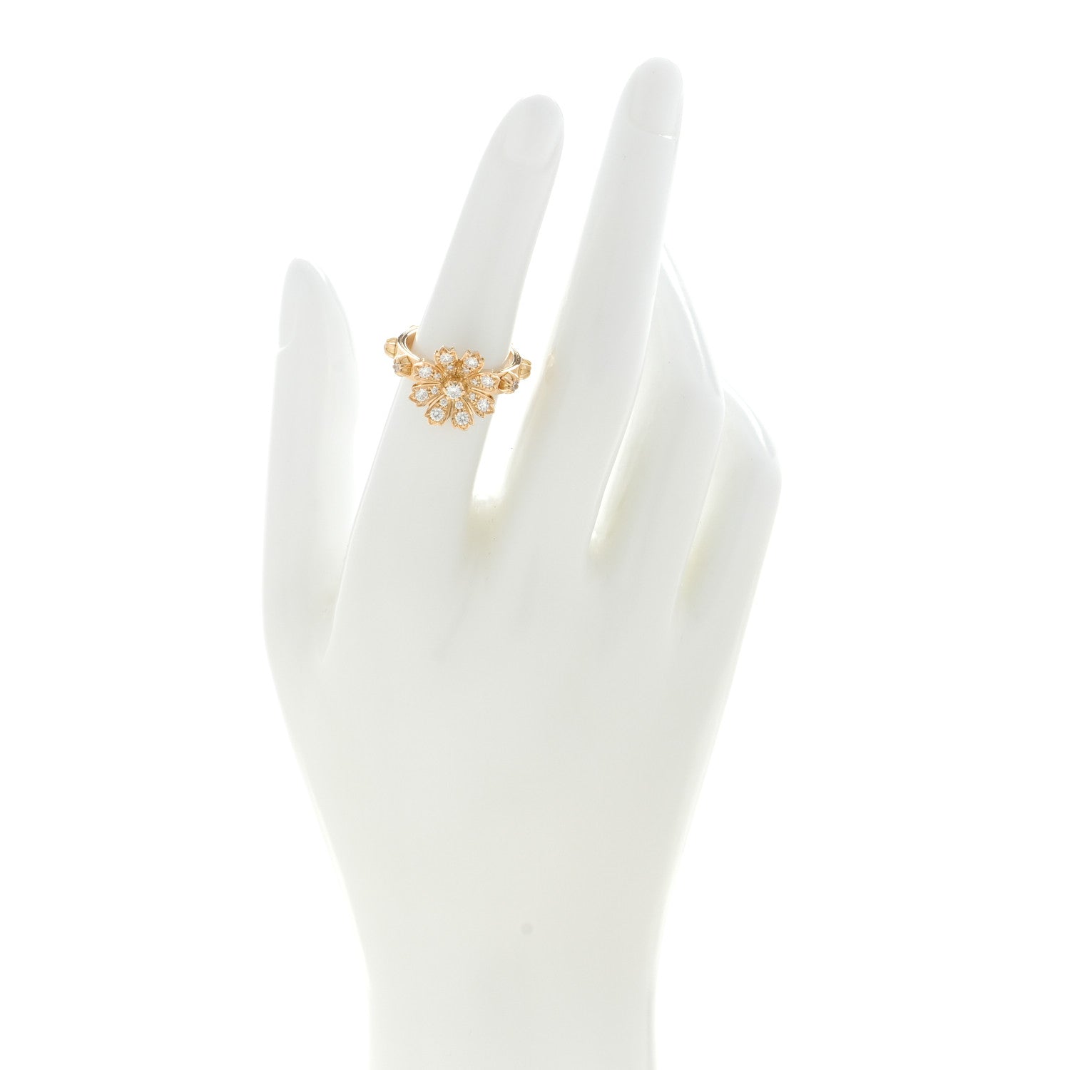 Gucci 18K Yellow Gold Diamond Flora Ring 51 5.75 2 of 4