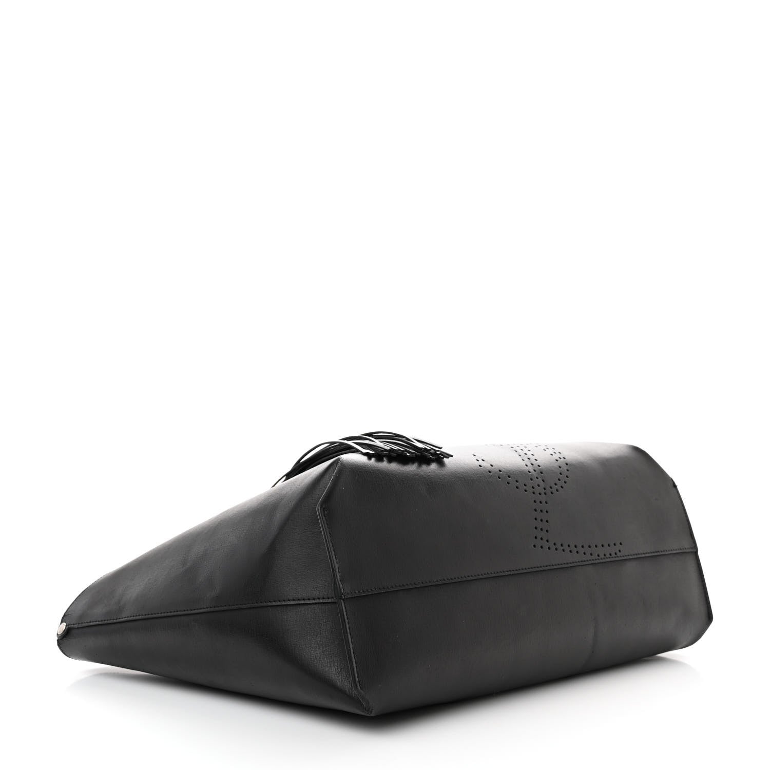 Saint Laurent Vintage Calfskin Perforated East West Shopping Tote Black 5 of 21