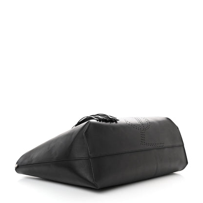 Saint Laurent Vintage Calfskin Perforated East West Shopping Tote Black 5 of 21
