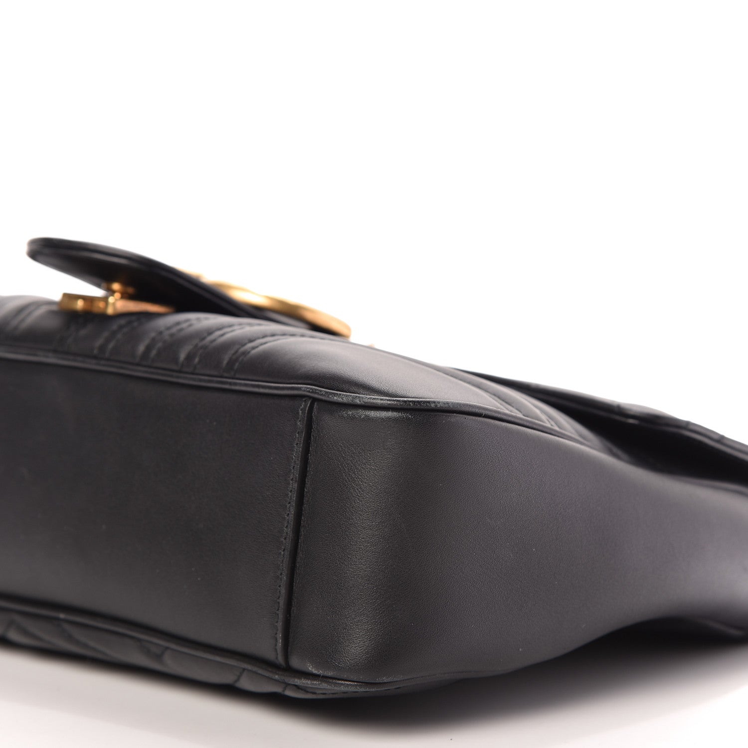 Gucci Calfskin Matelasse Medium GG Marmont Shoulder Bag Black 7 of 9