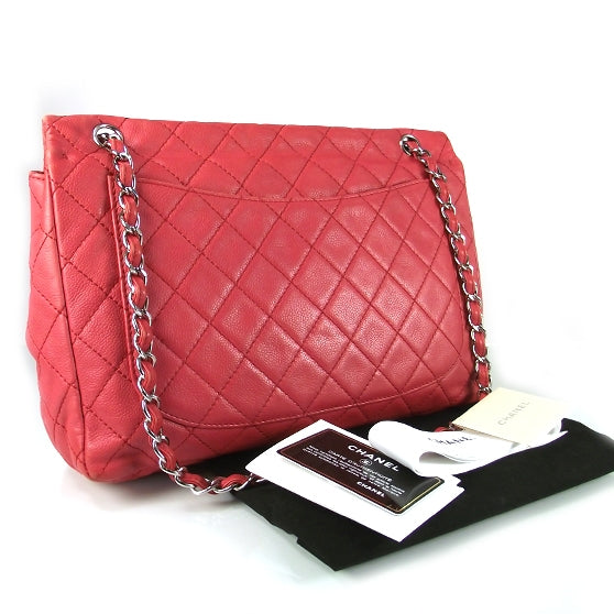 Washed Caviar Maxi Flap Fuchsia