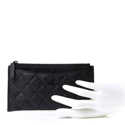 Chanel Crinkled Calfskin Quilted Classic Zip Pouch So Black 2 of 8