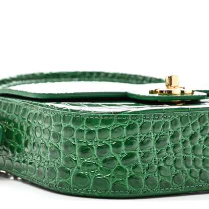 Chanel Calfskin Crocodile Embossed Turn Around Mini Flap Emerald 9 of 11