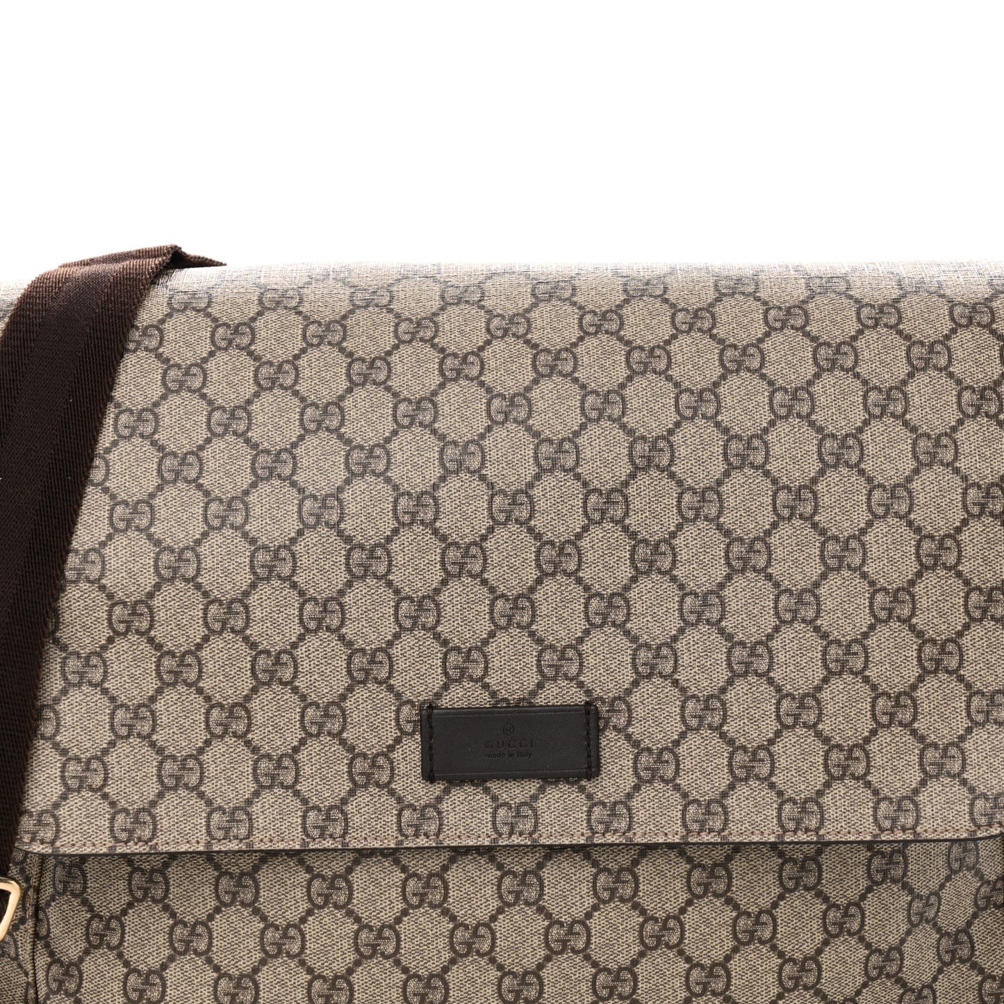 GG Plus Monogram Messenger Diaper Bag Dark Brown