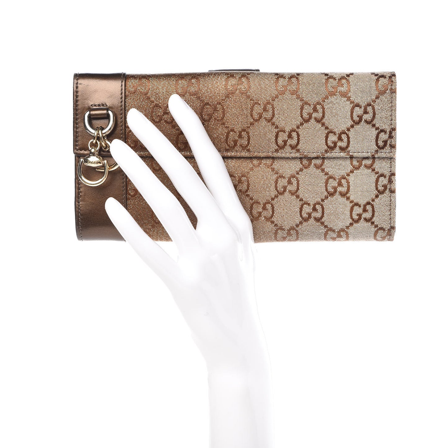Metallic Monogram Continental Wallet Brown