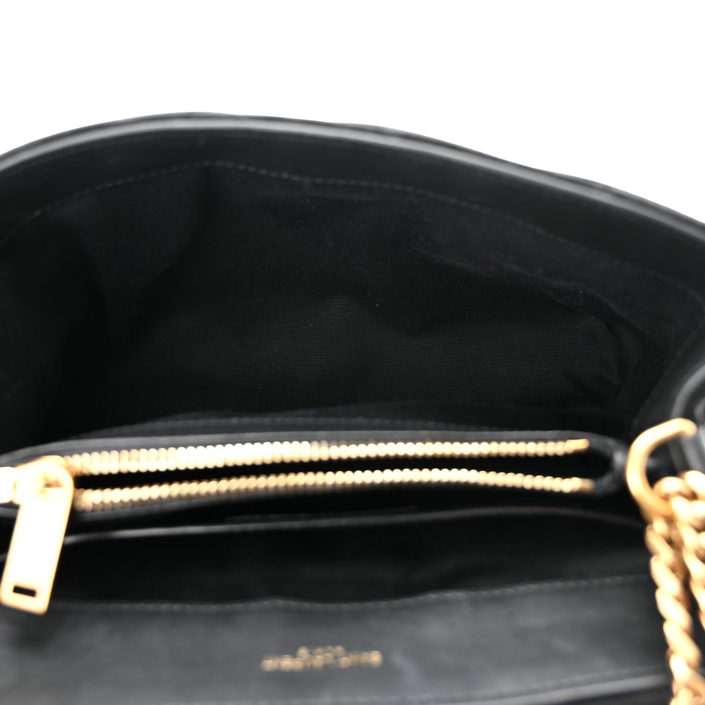 Suede Calfskin Y Quilted Monogram Small Loulou Chain Satchel Black