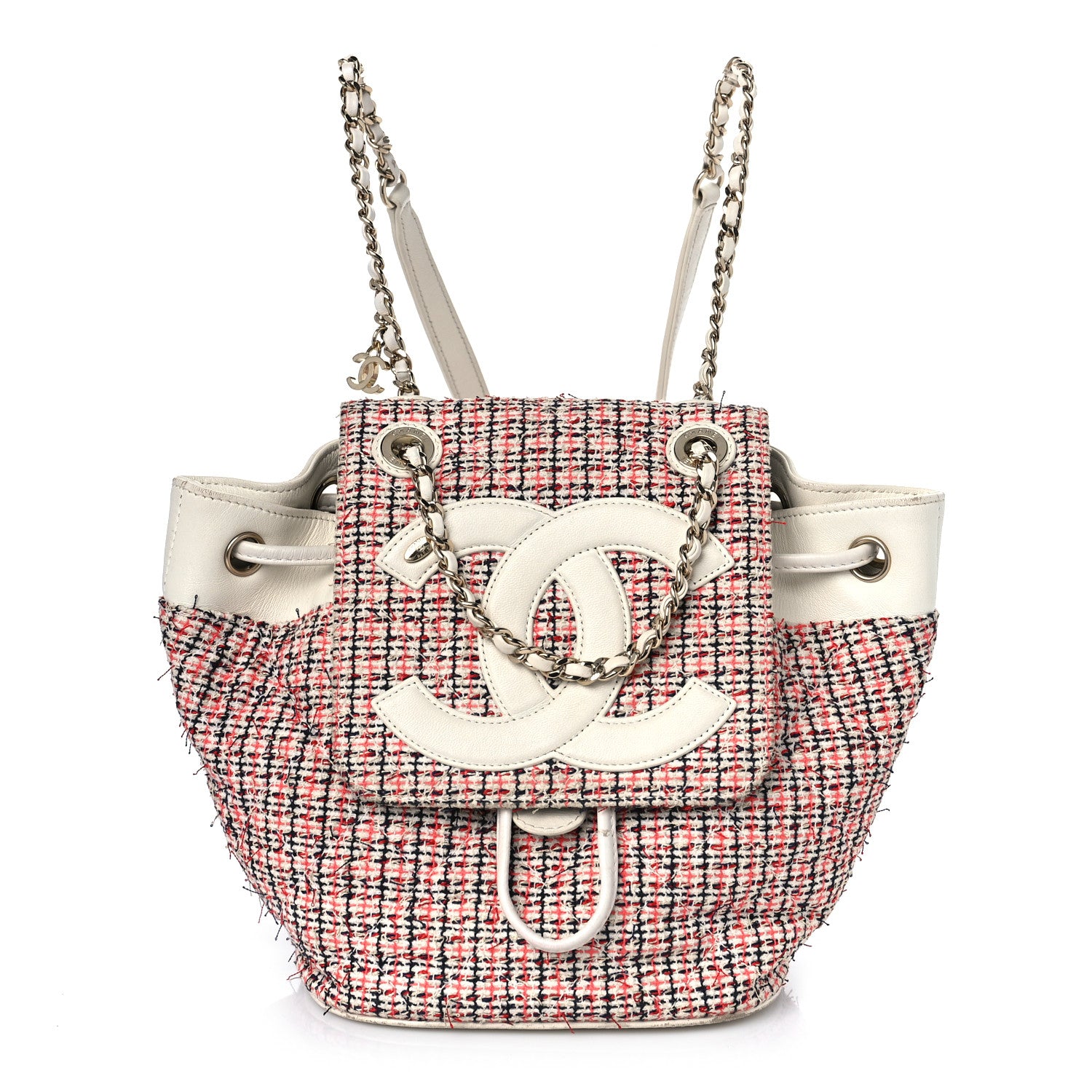 Chanel Tweed CC Mania Backpack Black Red White 1 of 15