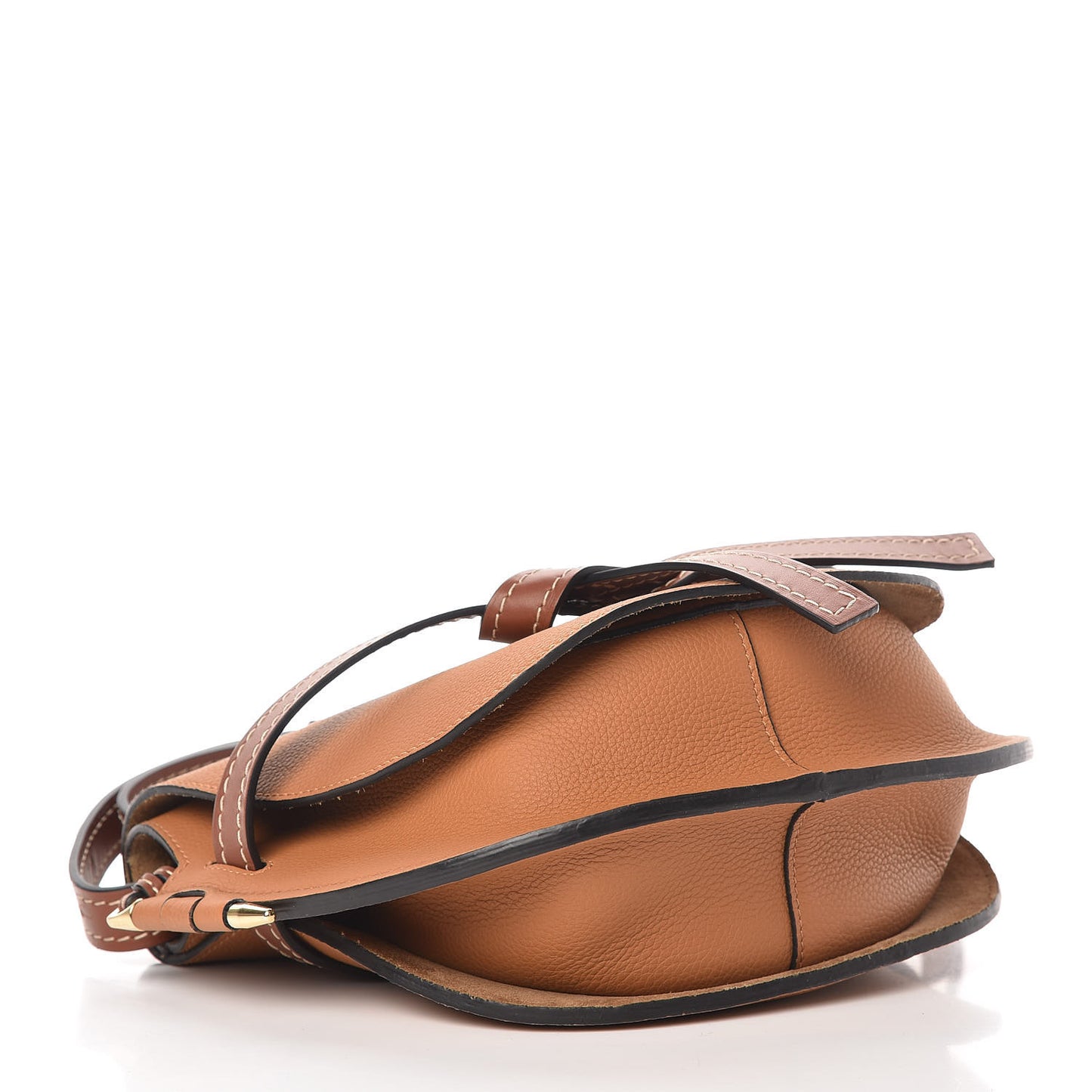 Grained Calfskin Small Gate Crossbody Bag Caramel Pecan