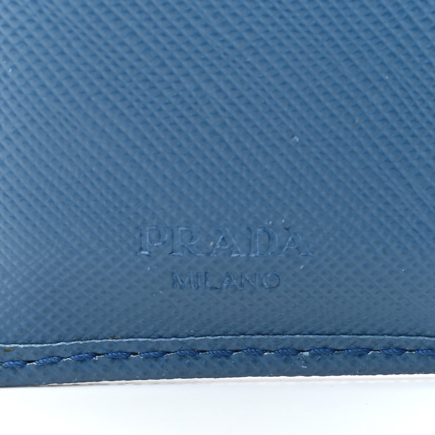 Prada Saffiano Metal Compact Snap Bi-Fold Wallet Cobalto 7 of 15