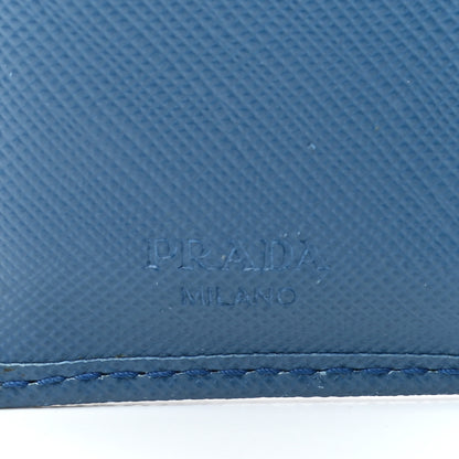 Prada Saffiano Metal Compact Snap Bi-Fold Wallet Cobalto 7 of 15