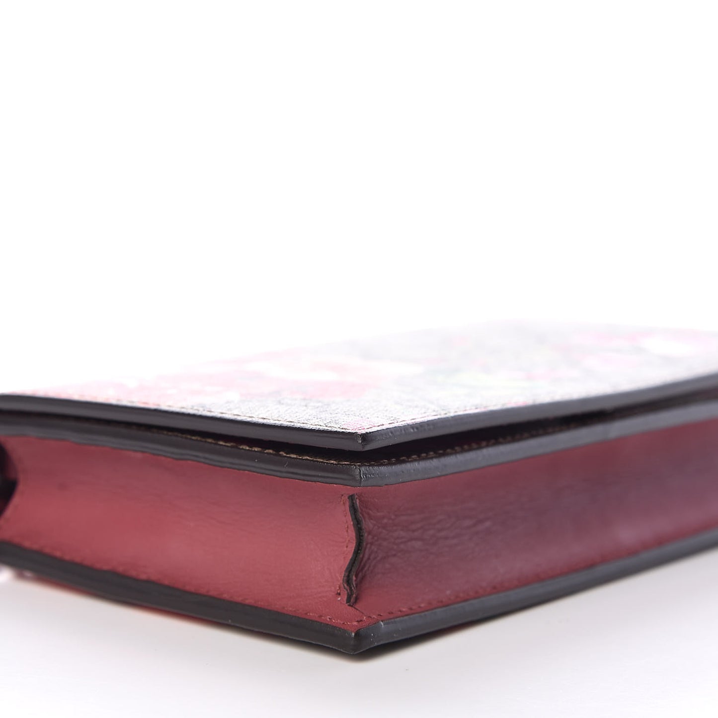 GG Supreme Monogram Blooms Chain Wallet Beige Multicolor Dry Rose