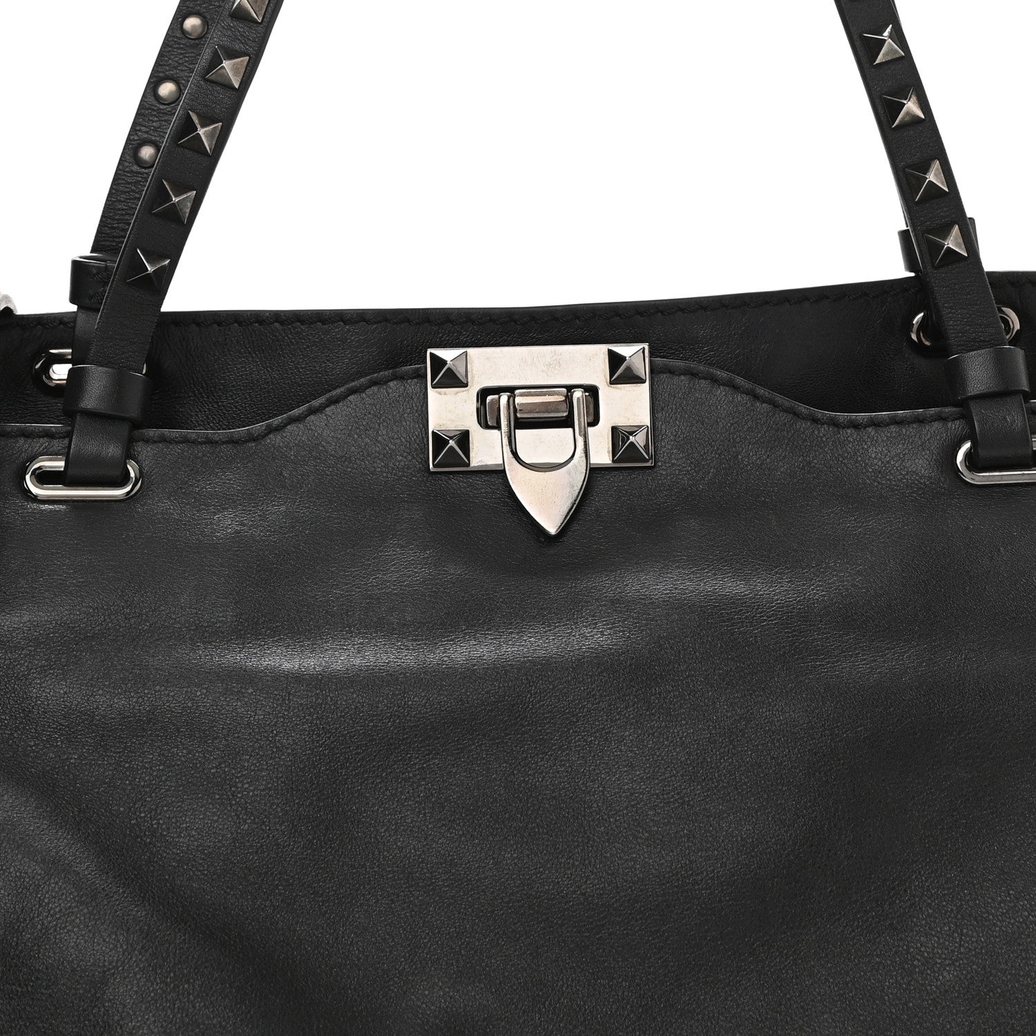 Valentino Garavani Vitello Medium Rockstud Tote Black 7 of 10