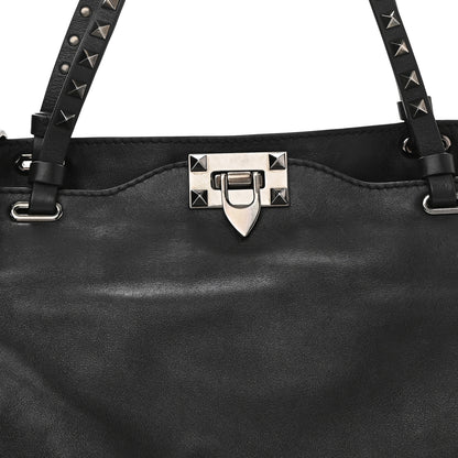 Valentino Garavani Vitello Medium Rockstud Tote Black 7 of 10