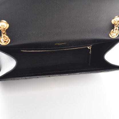Saint Laurent Grain De Poudre Matelasse Chevron Large Monogram Satchel Black 5 of 8