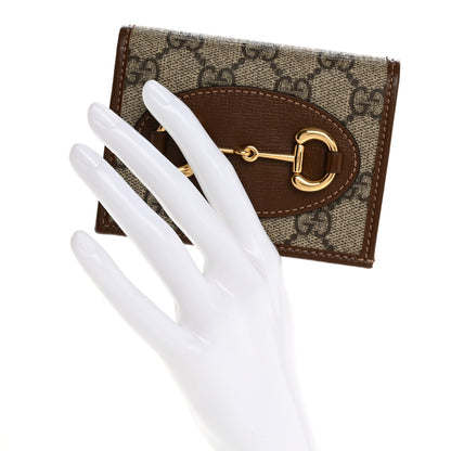 Gucci GG Supreme Monogram Horsebit 1955 Card Case Wallet Beige Ebony Brown Sugar 2 of 11