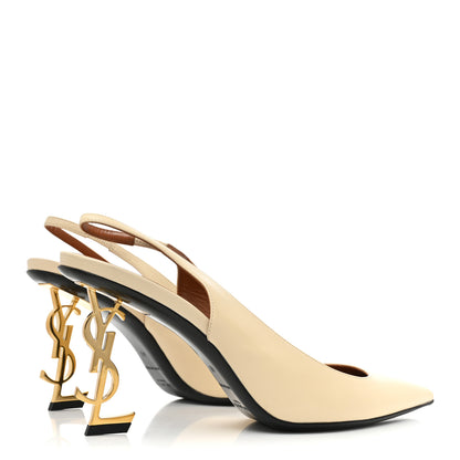 Saint Laurent Calfskin Opyum 85 Slingback Pumps 40 Real Beige 4 of 12
