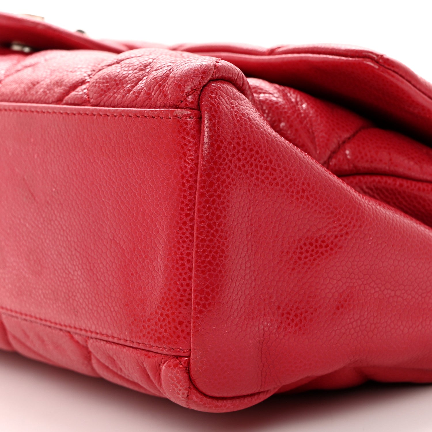Chanel Glazed Caviar Medium Nature Flap Bag Red 10 of 11