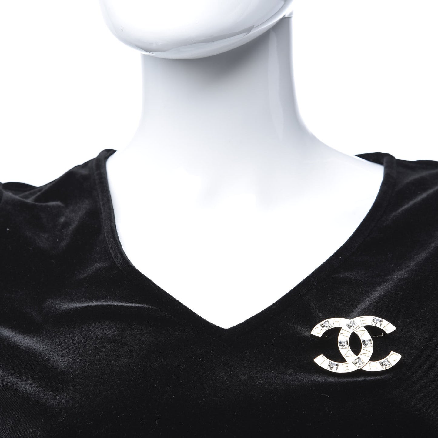 Baguette Crystal Logo CC Brooch Gold