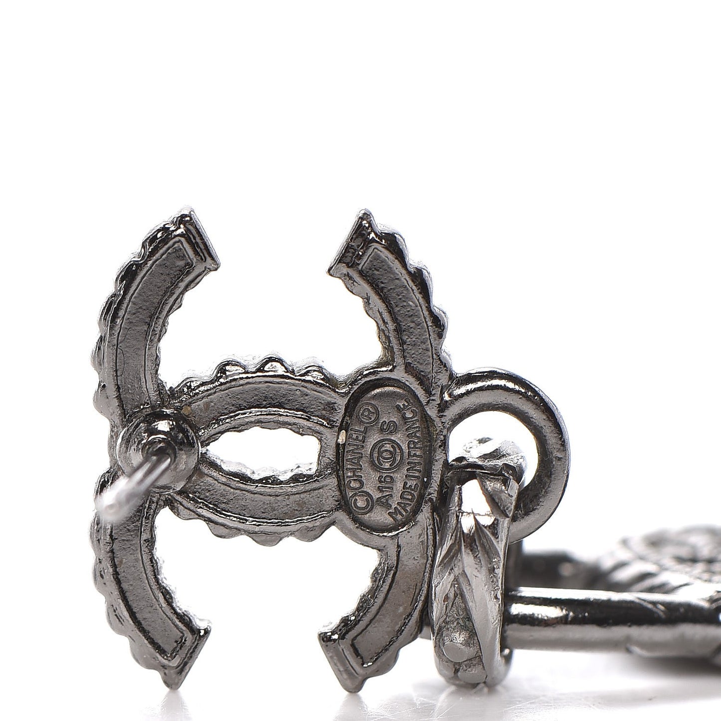 Ruthenium Crystal CC Drop Earrings Black Silver