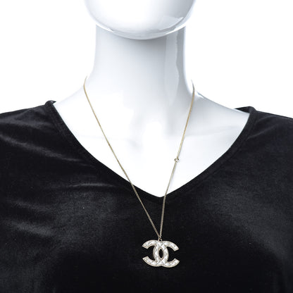 Chanel Metal Quilted CC Pendant Necklace Gold White 2 of 6