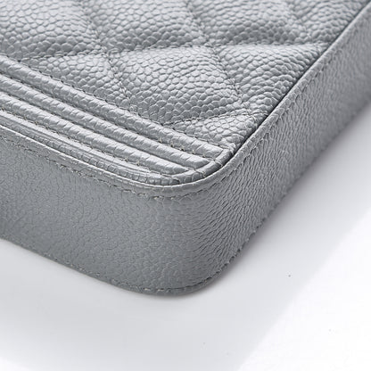Chanel Caviar Quilted Small Boy Clutch With Chain Grey 5 of 12