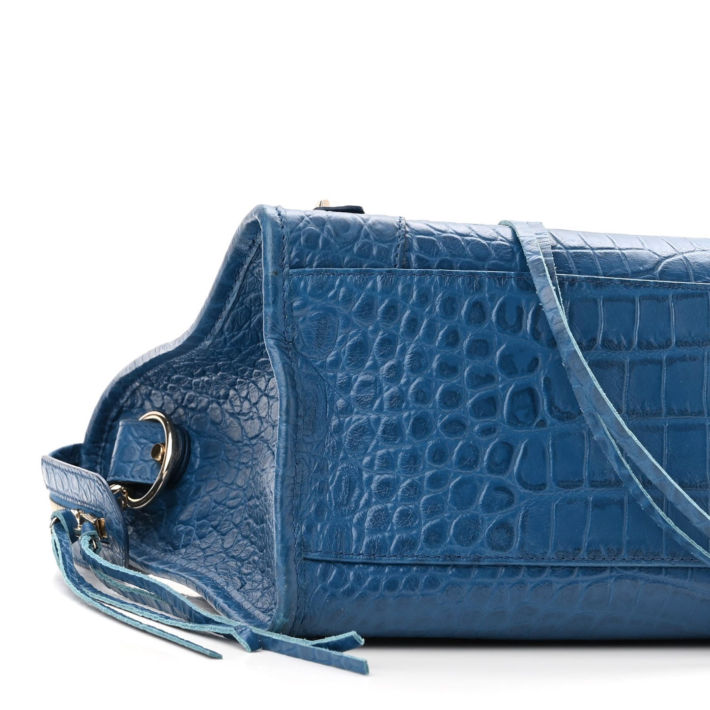 Calfskin Crocodile Embossed Classic Silver Hardware City Bleu Marine