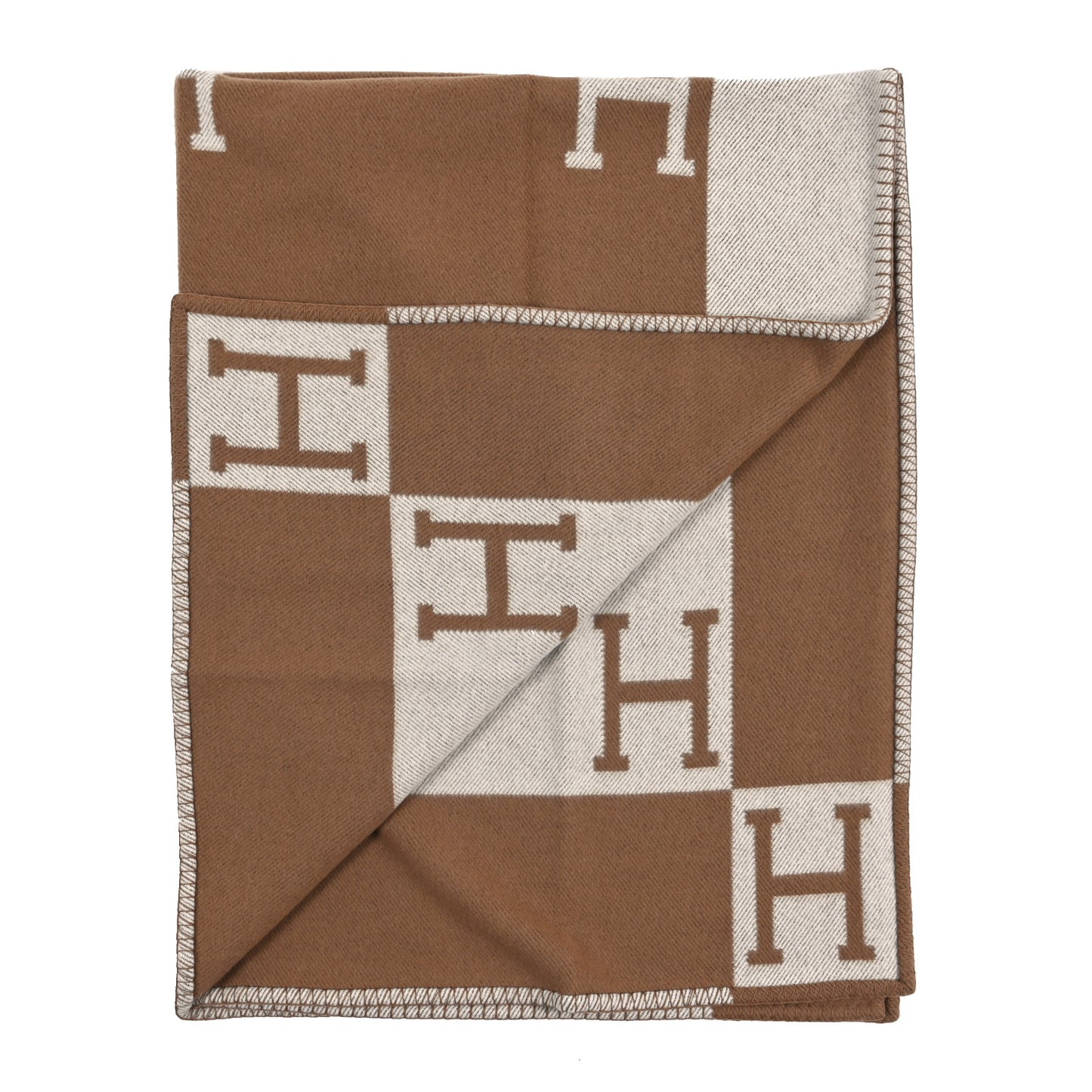 Wool Cashmere Avalon Blanket Ecru Camel