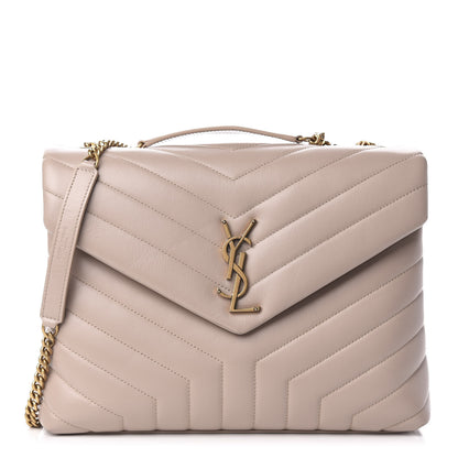 Saint Laurent Calfskin Y Quilted Monogram Medium Loulou Chain Satchel Light Natural 1 of 12