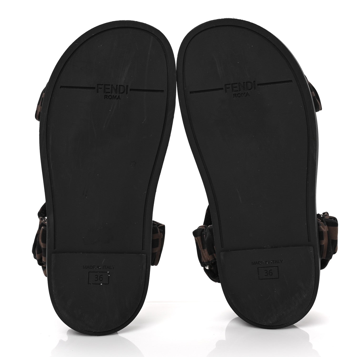Fendi Satin FF Ruched Sandals 36 Tobacco Black 5 of 8