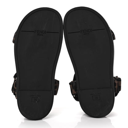 Fendi Satin FF Ruched Sandals 36 Tobacco Black 5 of 8