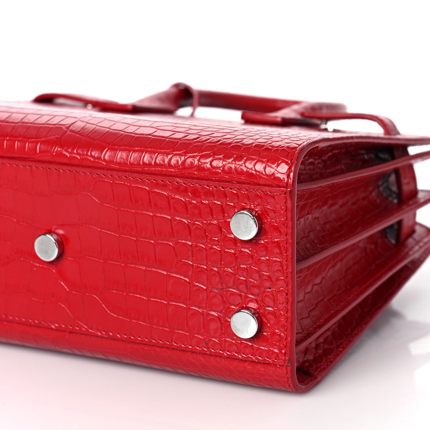 Calfskin Crocodile Embossed Nano Sac De Jour Red