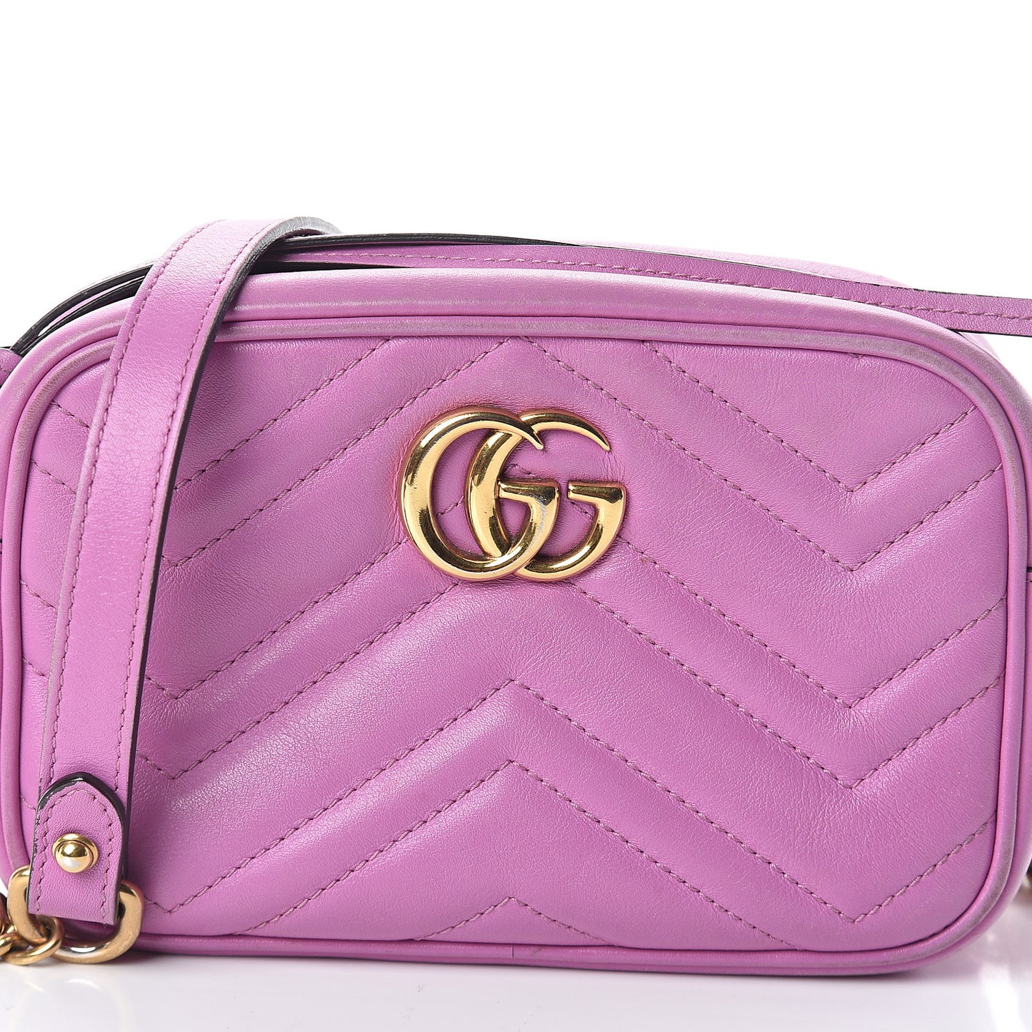 Calfskin Matelasse Mini GG Marmont Chain Shoulder Bag Candy Mousse