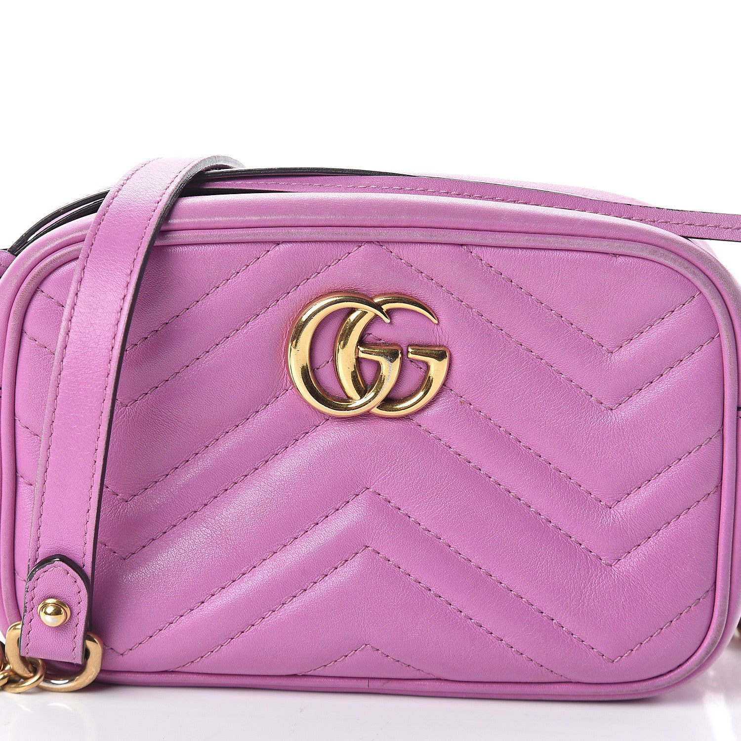 Gucci Calfskin Matelasse Mini GG Marmont Chain Shoulder Bag Candy Mousse 6 of 8