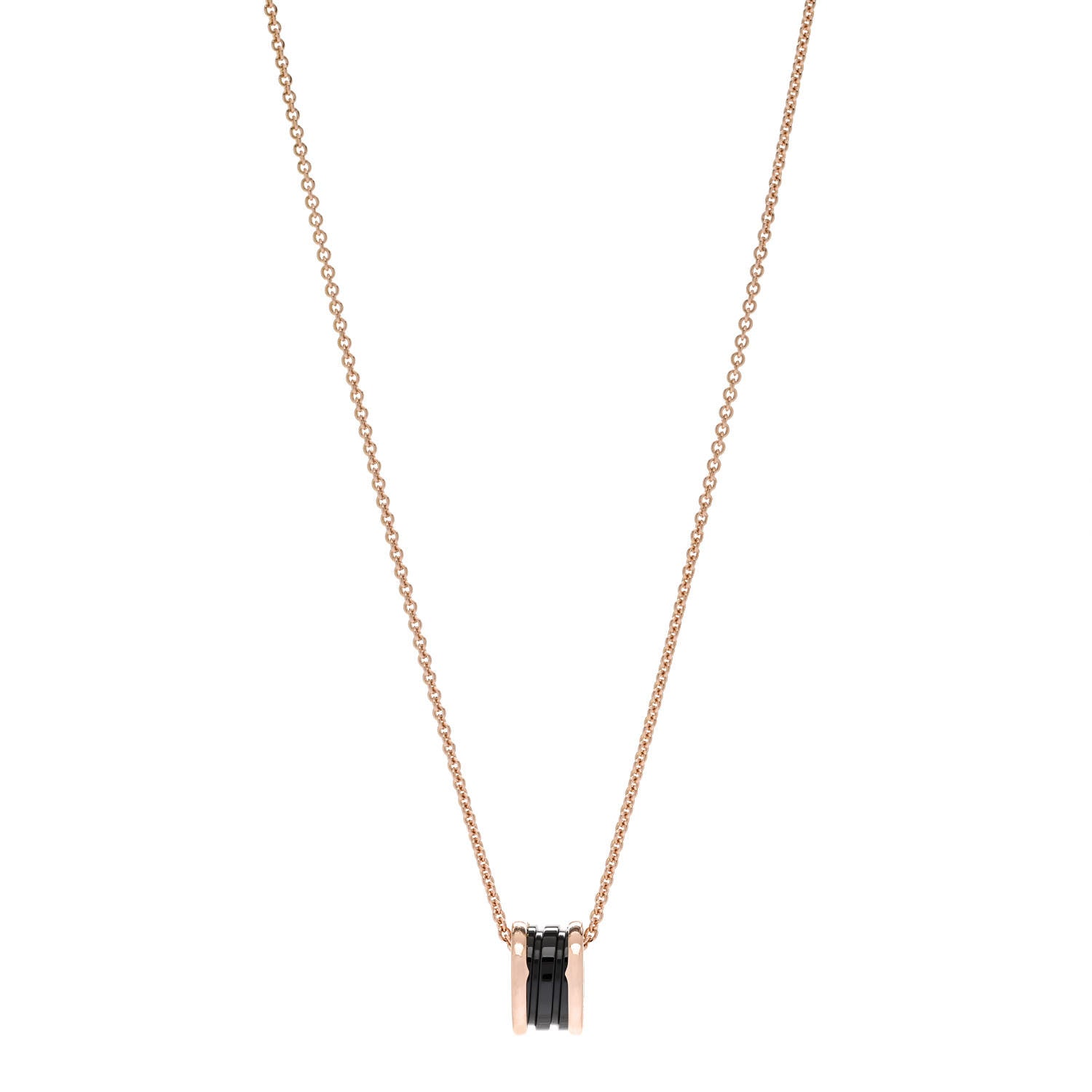 Bulgari 18K Rose Gold Black Ceramic B.Zero1 Pendant Necklace 1 of 6