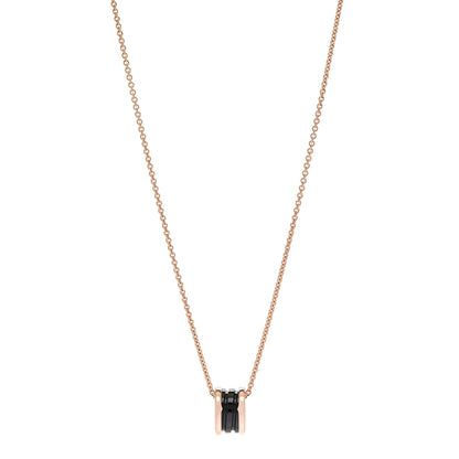 Bulgari 18K Rose Gold Black Ceramic B.Zero1 Pendant Necklace 1 of 6