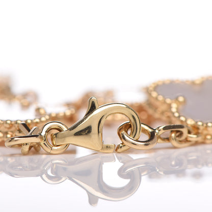 Van Cleef & Arpels 18K Yellow Gold Mother of Pearl 5 Motifs Vintage Alhambra Bracelet 4 of 6