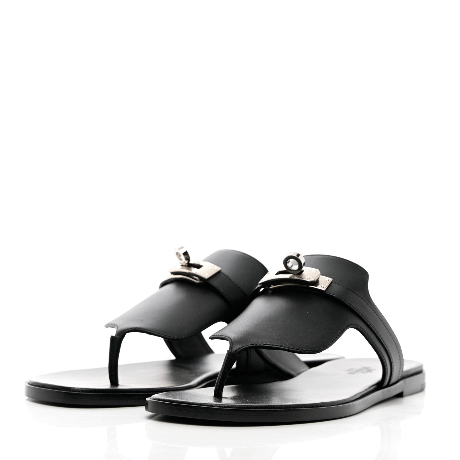 Hermes Calfskin Womens Elixir Sandals 36 Black 3 of 13