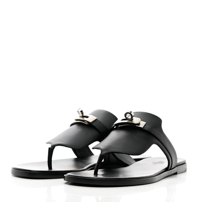 Hermes Calfskin Womens Elixir Sandals 36 Black 3 of 13