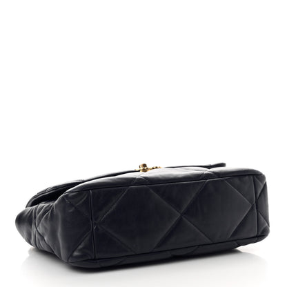Chanel Goatskin Quilted Large Chanel 19 Flap Dark Blue 4 of 10
