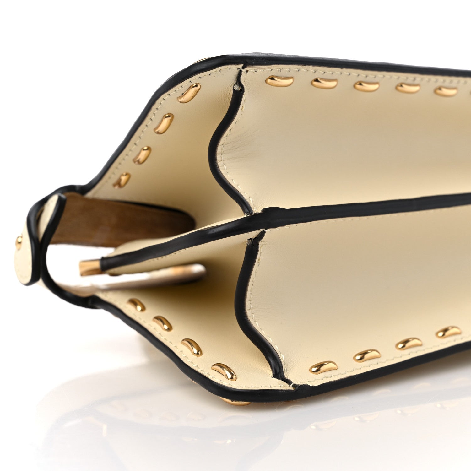 Fendi Vitello King Camoscio Metal Stitch Peekaboo I SEE U Horizontal Satchel Pergamena 8 of 10