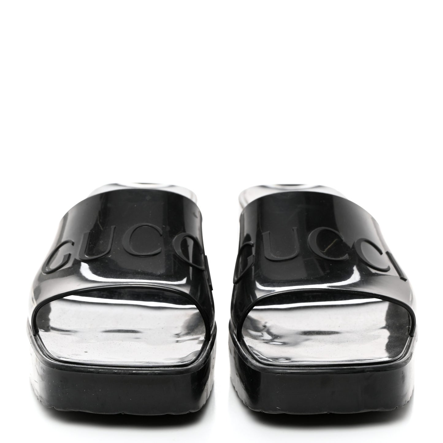 Rubber Gucci Logo Womens Platform 20/60mm Slide Sandals 37 Black