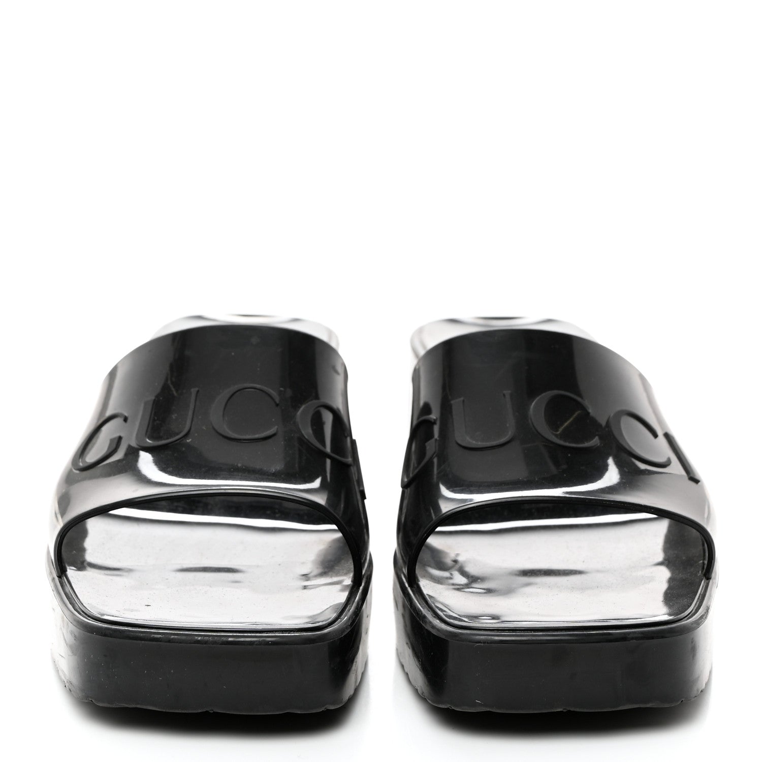 Gucci Rubber Gucci Logo Womens Platform 20/60mm Slide Sandals 37 Black 2 of 8
